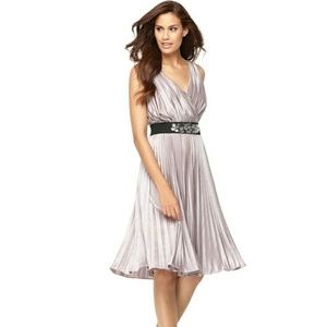 Suzi Chin Champagne colored pleated dress.